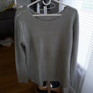 ITALIAN women's  oversized silver cotton-blend sweater both size splits  size L